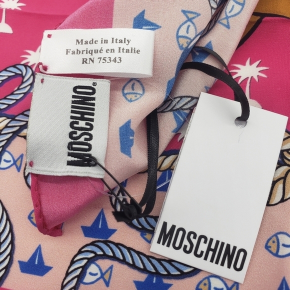 100- MOSCHINO TEDDY BEAR 100% SILK SCARF NWT - Picture 2 of 5